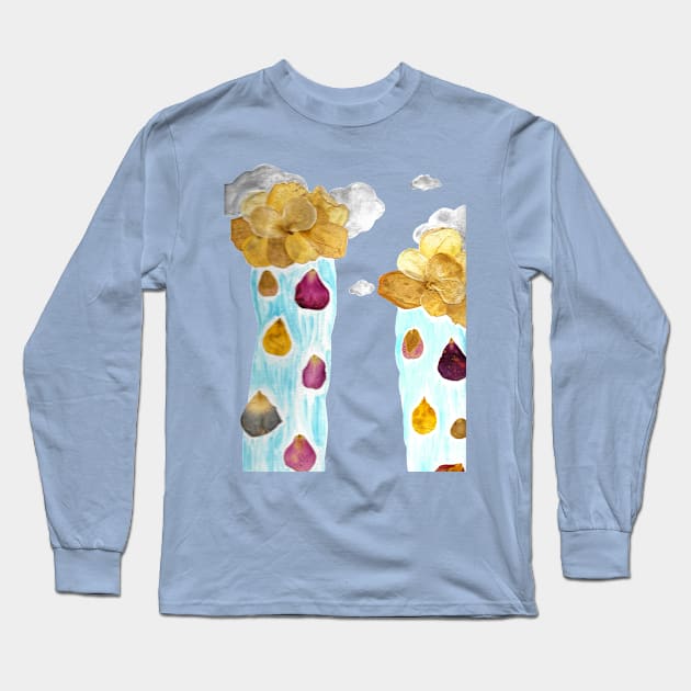 Rose Petal Shower Long Sleeve T-Shirt by okhismakingart_